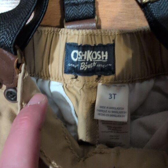 Oshkosh B'Gosh Toddler Size 3T Suspenders Brown Easter Pictures Church - Picture 4 of 11